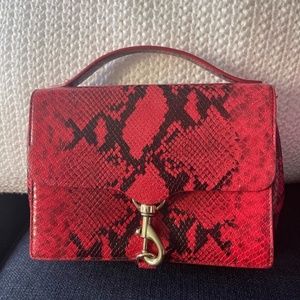 Rebecca Minkoff Red Snakeskin Crossbody Top Handle Bag